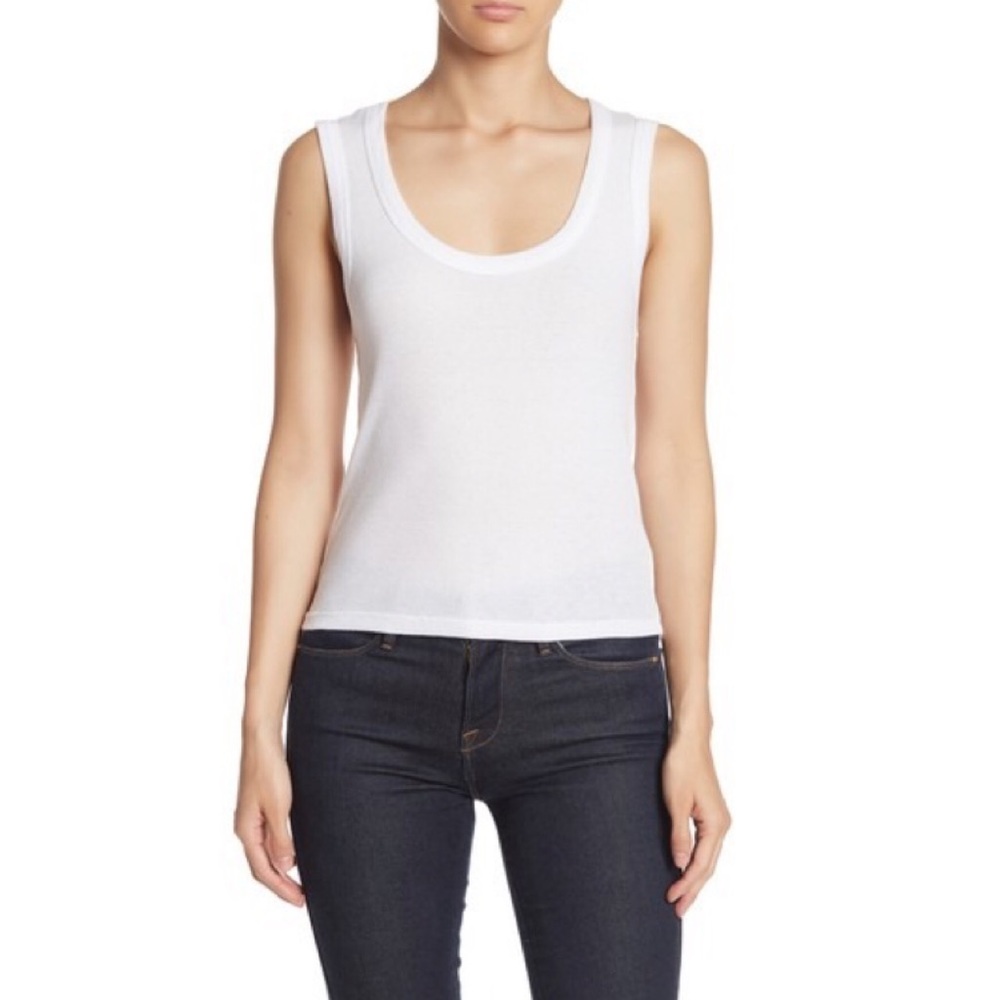 BP. White Scoop Neck Ribbed Tank Top- XL